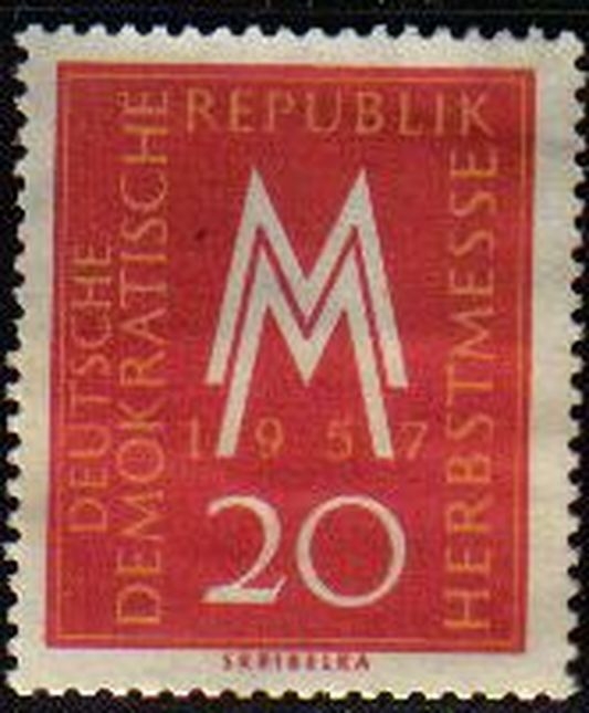 Alemania DDR 1957 Scott 365 Sello * Feria de Otoño en Leipzig 20 s/goma Michel 596 Allemagne Duitsland Germania Germany Alemagne Deutschland Preobliteré Matasello de Favor